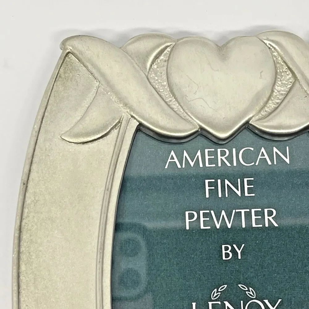 Vintage Lenox Kirk Stieff Collection Pewter 3x4 Picture Frame-Hearts and Kisses